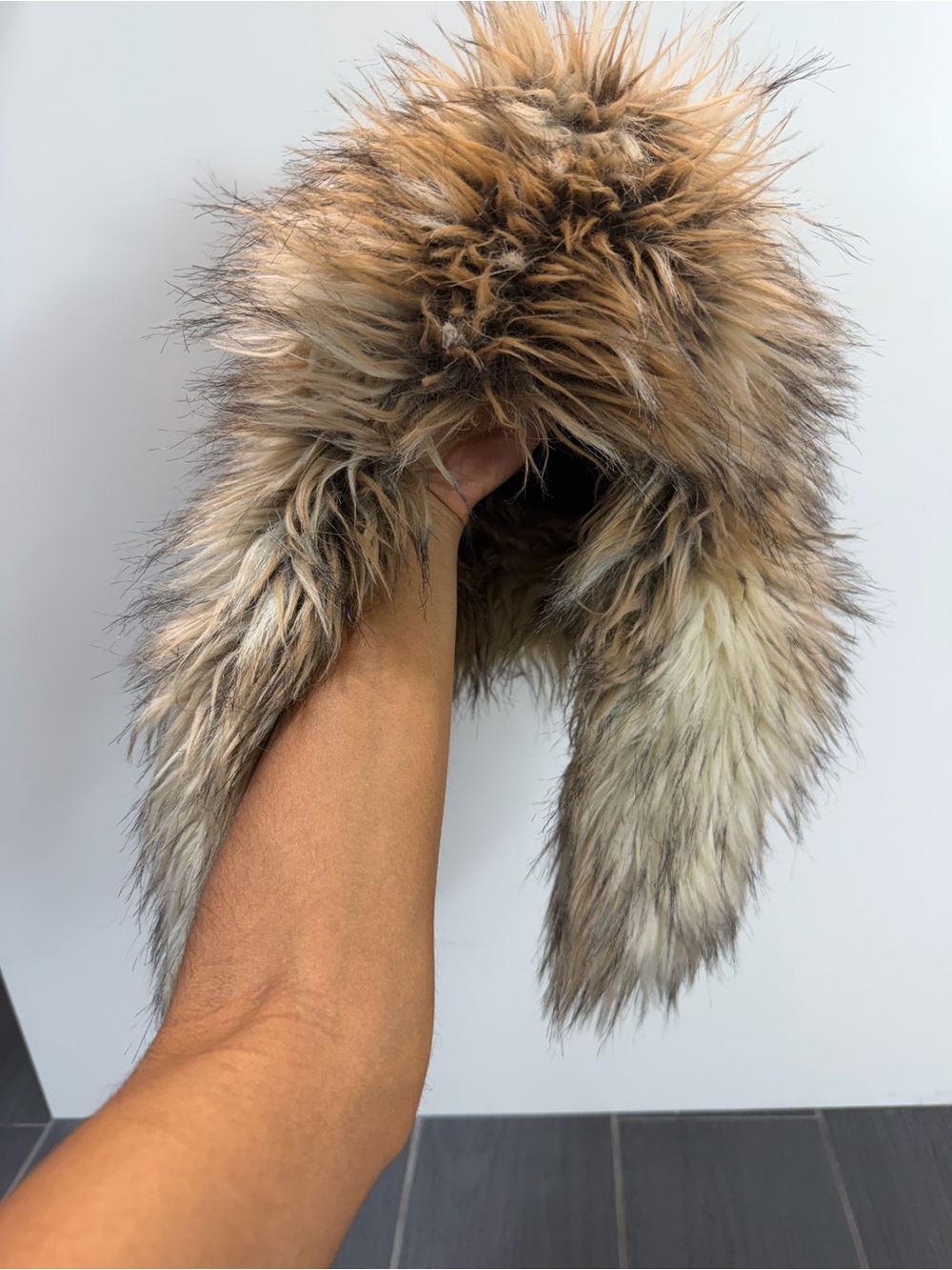 ASOS Faux Fur Aviator Hat - Brown & Cream